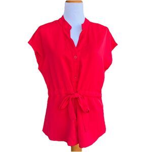 CeCe Bird red short sleeve blouse women’s size medium